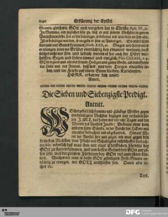 Die Sieben und Siebenzigste Predigt.