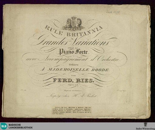Rule Britannia : Grandes Variations pour le Piano-Forte avec Accompagnement d'Orchestre; oeuv. 116