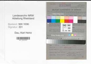 Entnazifizierung Karl Heinz Dau , geb. 27.06.1908 (Ingenieur)
