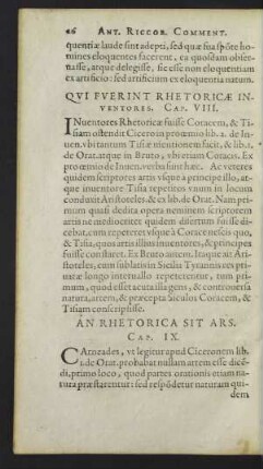 Qui Fuerint Rhetoricae Inventores. Cap. VIII.