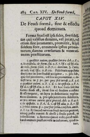 Caput XIV. De Feudi forma, fine & effectu quod dominum.