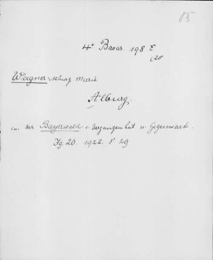 Alter Realkatalog (1501-1952), Teil Bayern, Alburg. Alburg - BSB Cbm Cat. 805(1 b Alburg