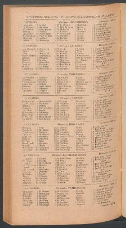 Hipódromo Nacional - Programa del Domingo 21 de Febrero [de 1909]