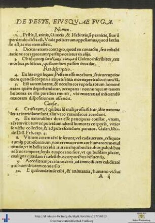 De Fuga Pestis Disputatio Theologica