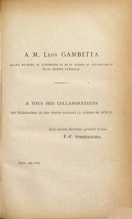 Les télégraphes et les postes pendant la guerre de 1870 - 1871 : fragments de mémoires historiques