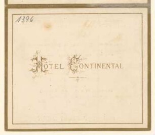 Menükarte : Menü, Hotel Continental