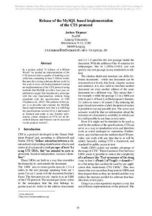 Release of the MySQL based implementation of the CTS protocol