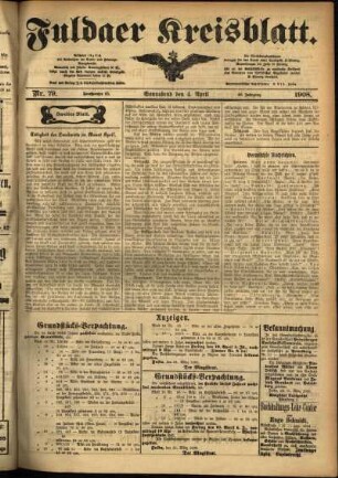 Zweite Ausgabe vom Samstag, den 04. April 1908.