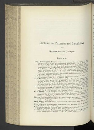 Geschichte der Perkussion und Auskultation.