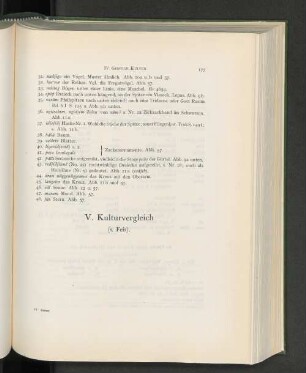 V. Kulturvergleich (s. Feis).