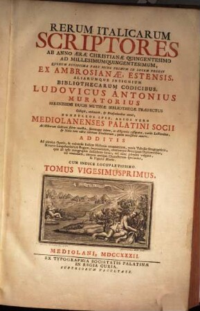 Rerum italicarum Scriptores, 21