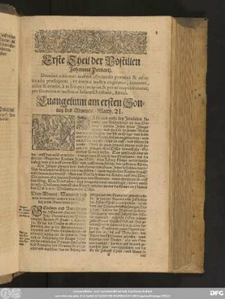 Evangelium am ersten Sontag des Advents / Matth. 21.