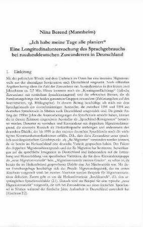 Ich habe meine Tage alle planiert : eine Longitudinaluntersuchung des Sprachgebrauchs bei russlanddeutschen Zuwanderern in Deutschland