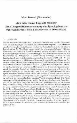 Ich habe meine Tage alle planiert : eine Longitudinaluntersuchung des Sprachgebrauchs bei russlanddeutschen Zuwanderern in Deutschland