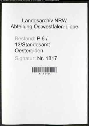 Sterberegister Standesamt Oestereiden