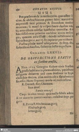 Curatio LXXVII. [Curatio LXXX.] De Obstructione Epatis ex flatibus craßis