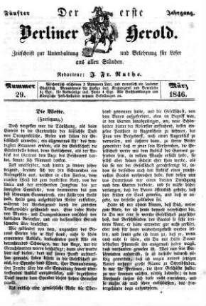 Nummer 29, März 1846