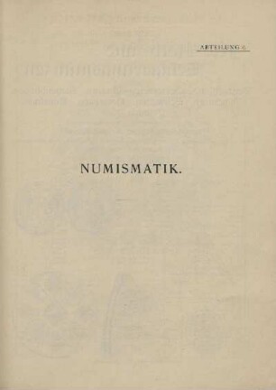 Abteilung 6. Numismatik