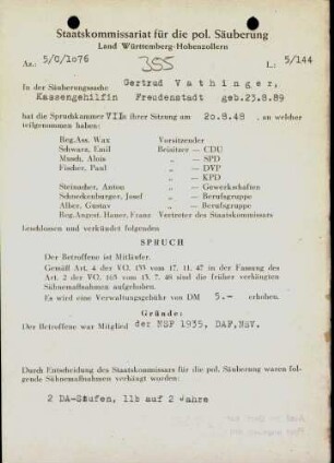 Vathinger, Gertud
