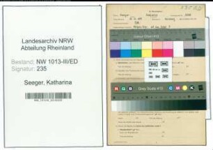 Entnazifizierung Katharina Seeger , geb. 21.12.1899 (Beamtin)