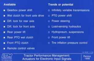 Tractor Performance Management: Actuators for Electronic Input Signals