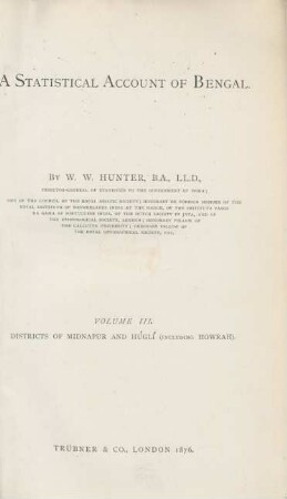 Vol. 3: Districts of Midnapur and Húglí (including Howrah)