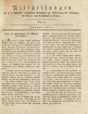 1.1822: Mittheilungen. Nro. 1. Januar 1822.