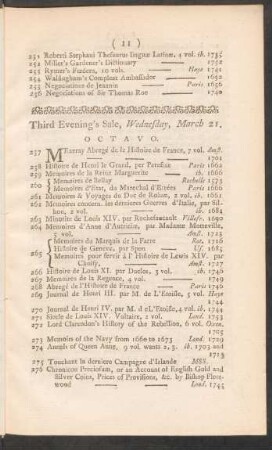 Third Evening's Sale, Wednesday, March 21.
