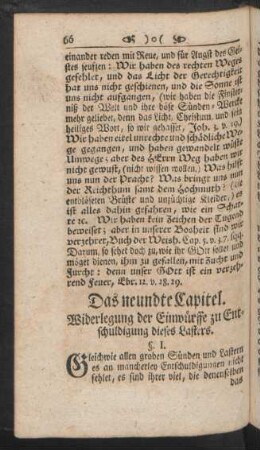 Das neundte Capitel. Widerlegung der Einwürffe zu Entschuldigung dieses Lastern