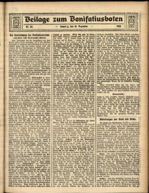Zweite Ausgabe vom Sonntag, den 15. Dezember 1912.