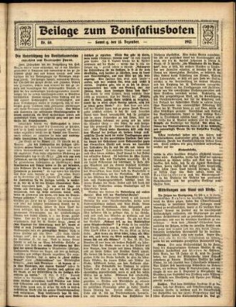 Zweite Ausgabe vom Sonntag, den 15. Dezember 1912.