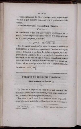 Note sur un théorème d´algèbre.