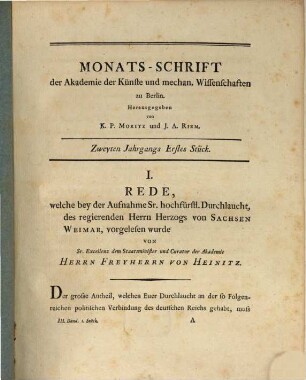 Monats-Schrift der Akademie der Künste und Mechan. Wissenschaften zu Berlin. 3, 3. 1789