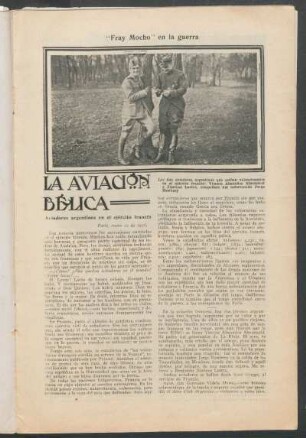 La aviación bélica : "Fray Mocho" en la guerra.- Aviadores argentinos en el ejército francés