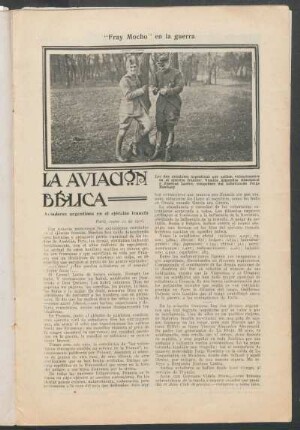 La aviación bélica : "Fray Mocho" en la guerra.- Aviadores argentinos en el ejército francés