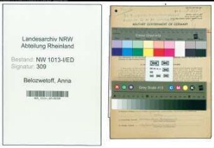 Entnazifizierung Anna Belozwetoff , geb. 19.09.1896 (Lehrerin)