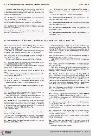 III. Gelehrtengeschichte. Gesammelte Schriften. Festschriften