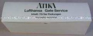 Werbeschachtel für "Atika"-Zigaretten, "Lufthansa Gate Service"