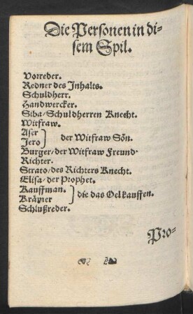 Die Personen in disem Spil.
