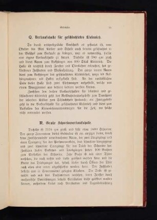 Q. Verkaufshalle für geschlachtetes Kleinvieh.