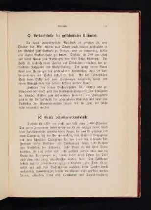 Q. Verkaufshalle für geschlachtetes Kleinvieh.