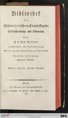 Zweyter Jahrgang, zweyter Band