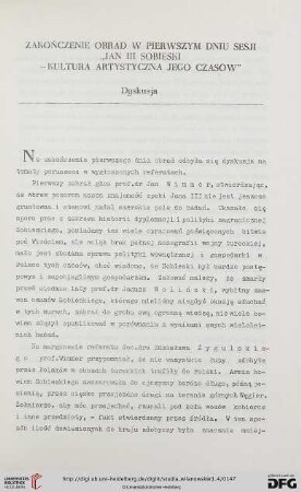 3/4: Zakończenie obrad w pierwszym dniu sesji "Jan III Sobieski - kultura artystyczna jego czasów" : Dyskusja