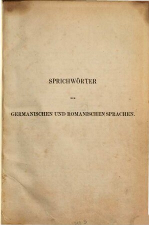 Sprichwörter der germanischen und romanischen Sprachen. 2