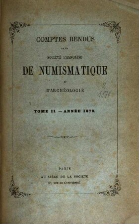 Comptes rendus de la société française de numismatique et d'archéologie, II