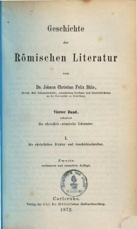 Geschichte der Römischen Literatur, 4,1. Die christlichen Dichter und Geschichtschreiber Roms