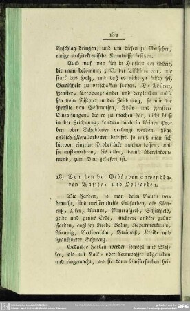 18) Von den bei Gebäuden anwendbaren Wasser- und Oelfarben