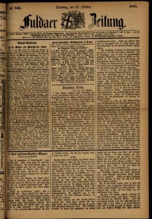 Ausgabe vom Dienstag, den 27. Oktober 1885.