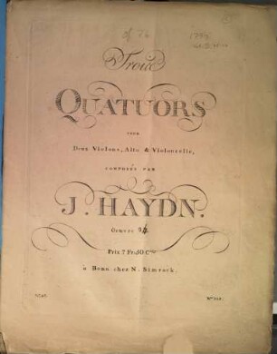 Trois quatuors pour deux violons, alto & violoncelle : oeuvre 94