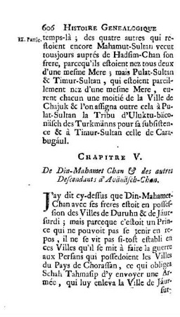 Chapitre V. De Din-Mahamet Chan & des autres Descendants d'Avänäsch-Chan